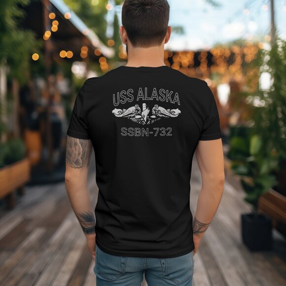 USS Alaska SSBN-732 Veteran Retired Submarine Service T-shirt Black - Picture 3 of 3
